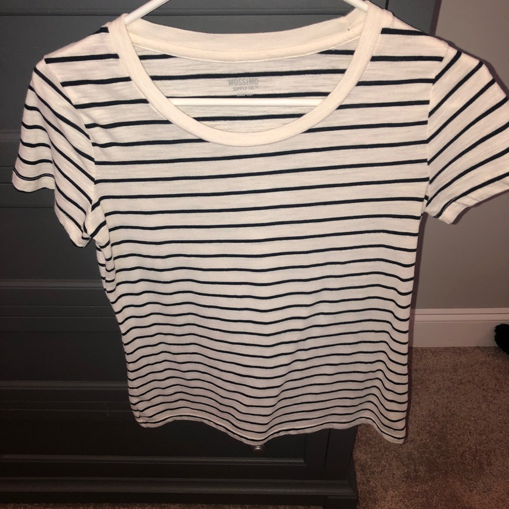 Black and White striped short-sleeve top